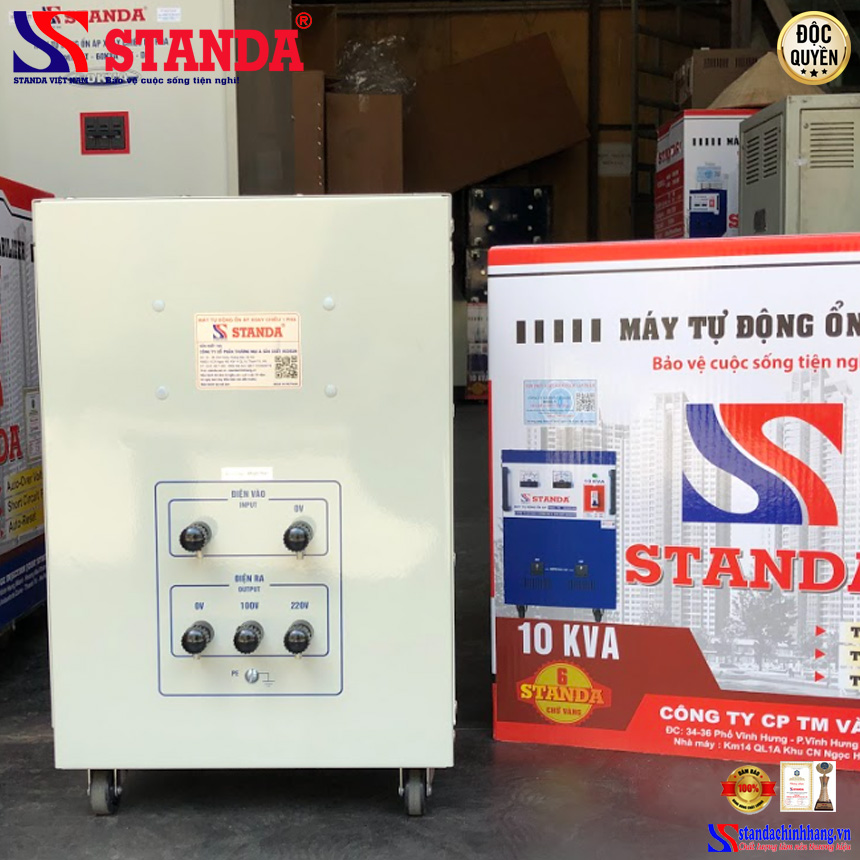 Mẫu máy ổn áp Standa 10KVA dải 90V - 250V dây đồng 100% 