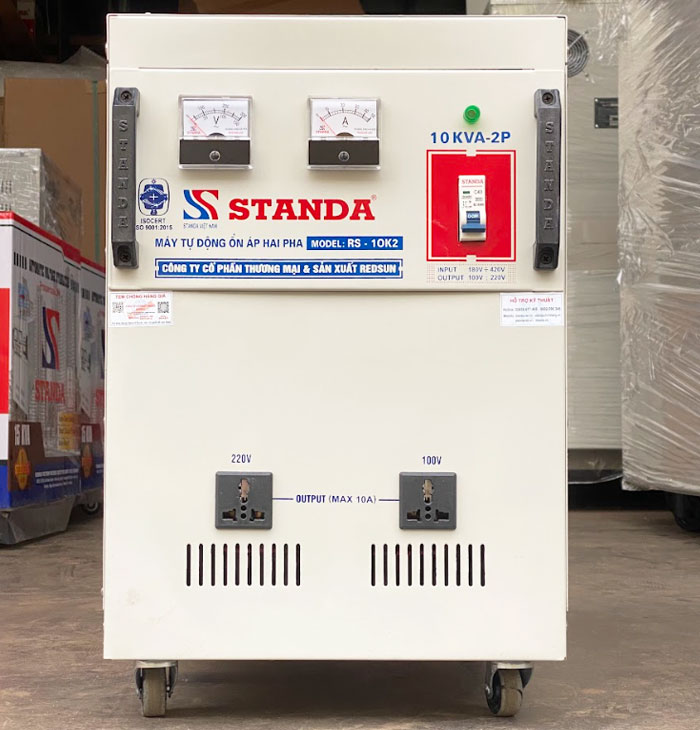 Ảnh máy ổn áp Standa 10KVA 2 pha lửa dây đồng siêu bền bỉ chất lượng cao 
