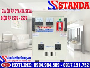 báo giá ổn áp standa 5KVA dải 150V -250V mặt trước máy