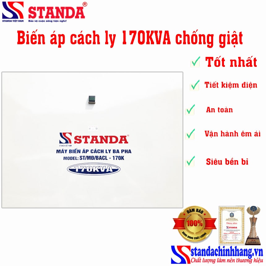 Biến áp cách ly STANDA 170KVA 380V/460V  dây đồng 100%