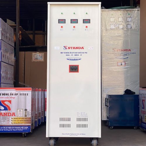 Bàn giao máy Ổn áp Standa 60KVA thế hệ mới 3 pha dải 260V dây đồng 100%