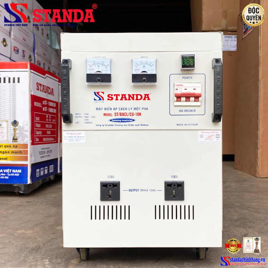 Biến áp cách ly STANDA 10KVA điện áp 220V/220V/200V/110V