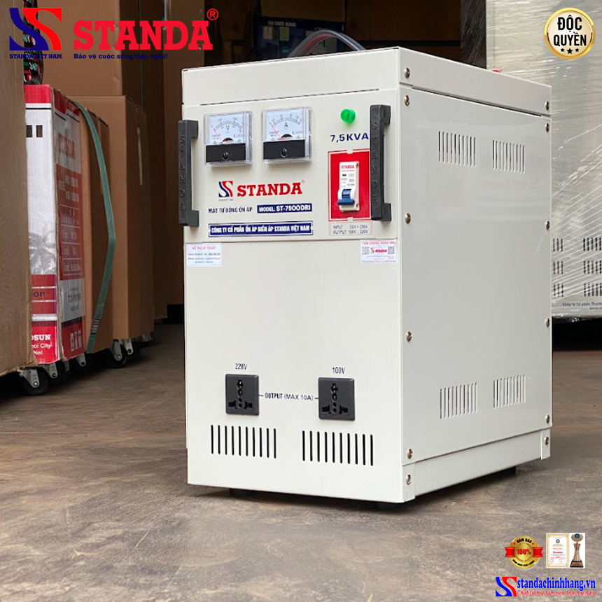 ổn áp STANDA 7.5KVA điện áp 50V - 250V mặt nghiêng máy 