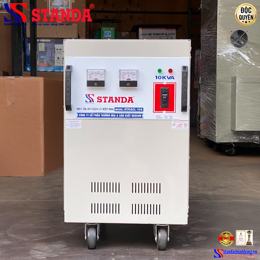 máy ổn áp cách ly Standa 10KVA điện áp 150V -250V điện áp ra 220V -110V 