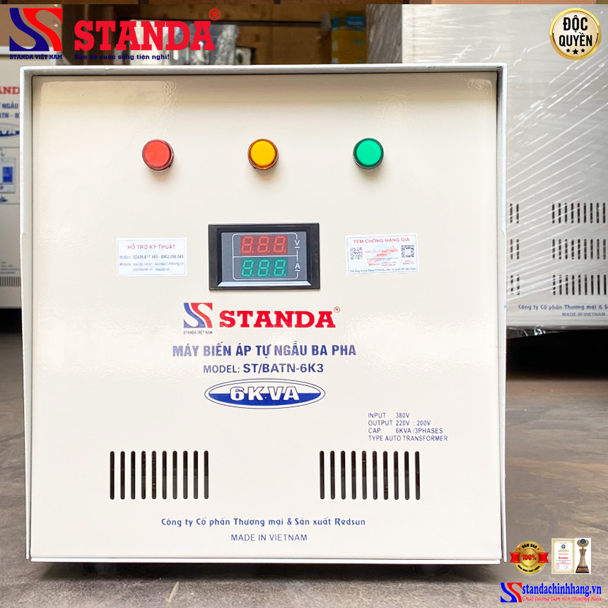 Biến áp tự ngẫu Standa 6KVA điện áp 380V/220V/200V