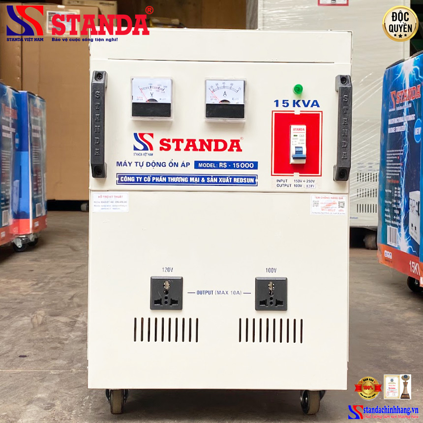 Ổn áp Standa 15KVA điện áp vào 150V -250V điện áp ra 120V – 100V dây đồng 100%
