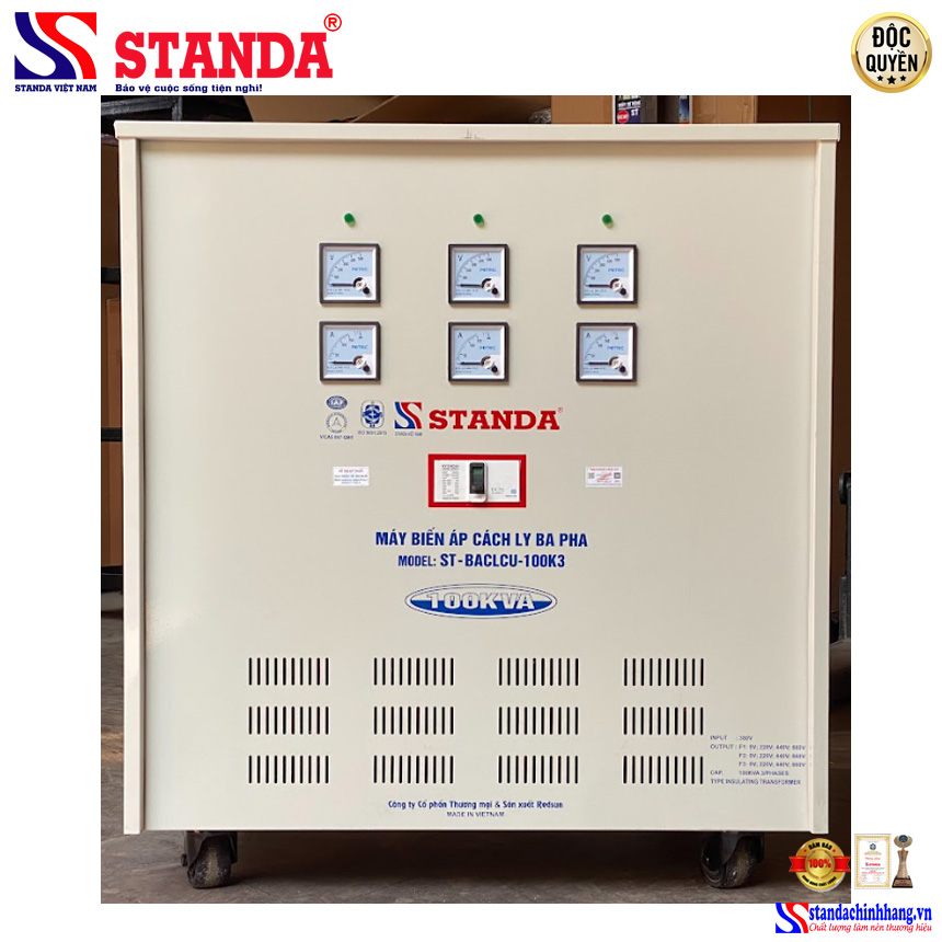 Biến áp cách ly Standa 100KVA dây đồng 100% điện áp 380V/0V/220V/440V/660V 