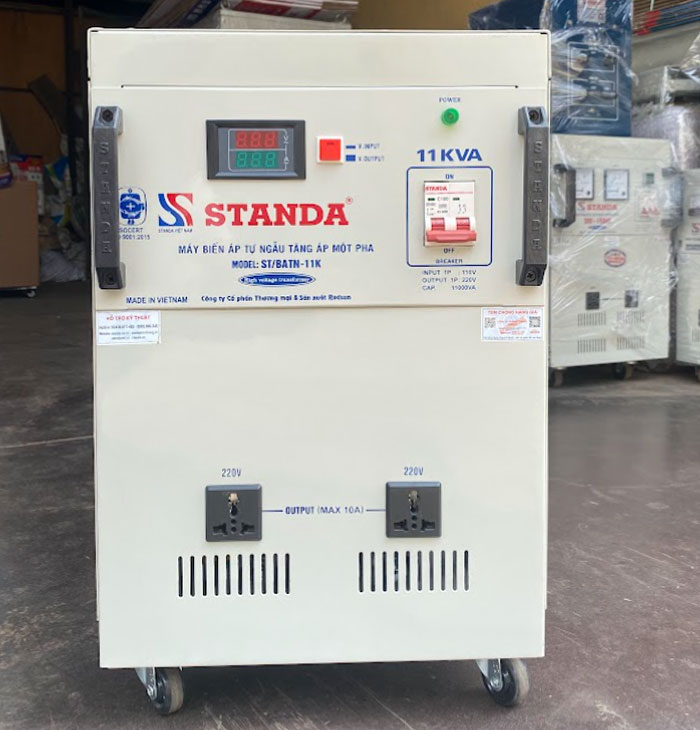 Biến áp tự ngẫu Standa 11KVA điện áp vào 110V điện áp ra 220V