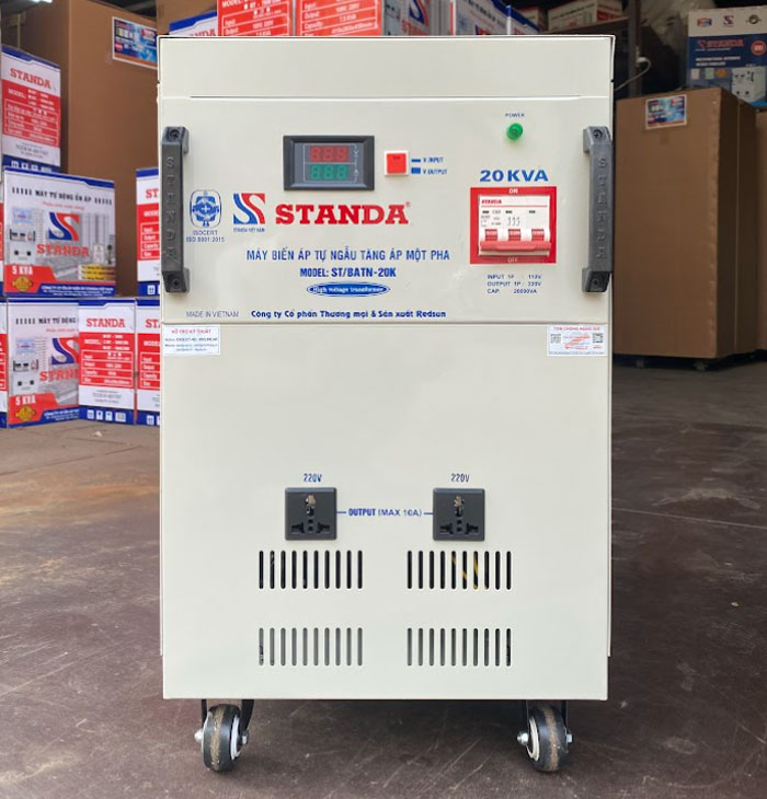 Biến áp tự ngẫu Standa 20KVA điện áp vào 110V điện áp ra 220V