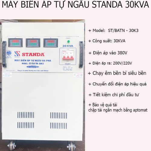 Biến áp tự ngẫu Standa 30KVA đồng hồ điện tử