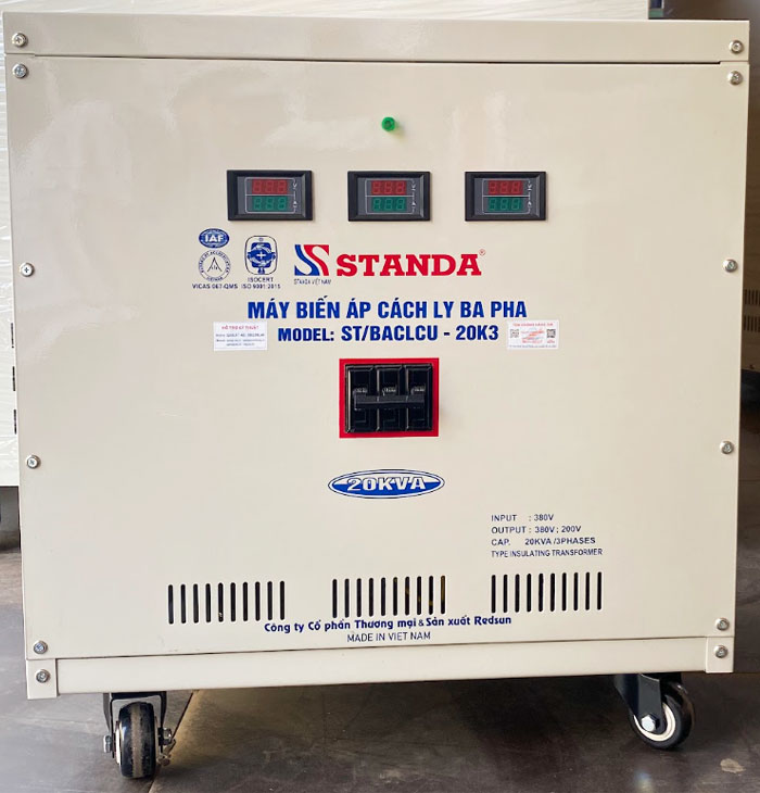 Máy biến áp cách ly Standa 20KVA 380V/380V/220V dây đồng