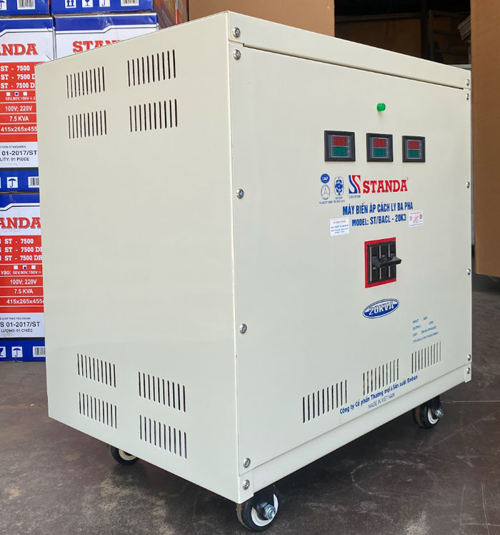 máy biến áp cách ly Standa 20KVA day dong sieu ben bi 